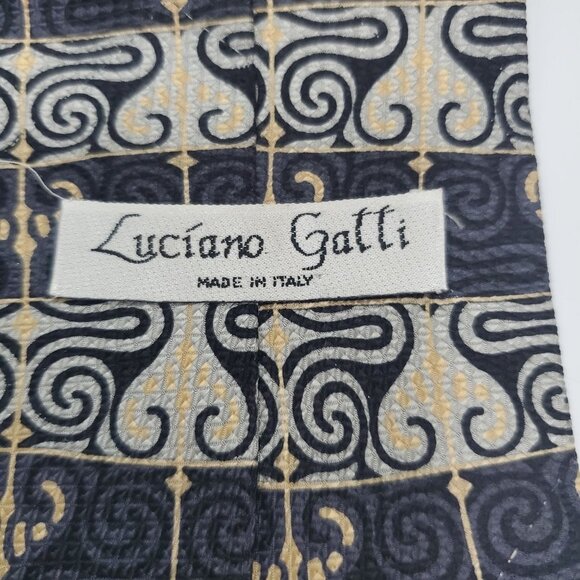 Luciano Gatti Vintage Gray Silver Geometric Abstract All Silk Italy Made Tie - Picture 2 of 3